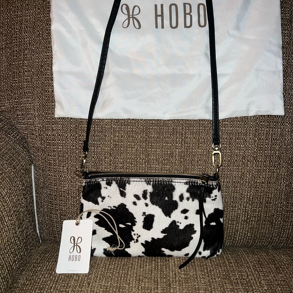 HOBO Black and White Crossbody Bag/Adjustable strap to switch to wristlet